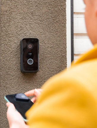An image of a door access control system for mobile devices, allowing secure and convenient mobile access to restricted areas.