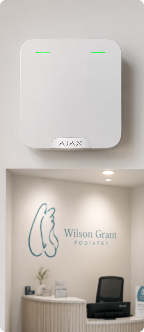 AJAX device and Wilson Grant Podiatry reception