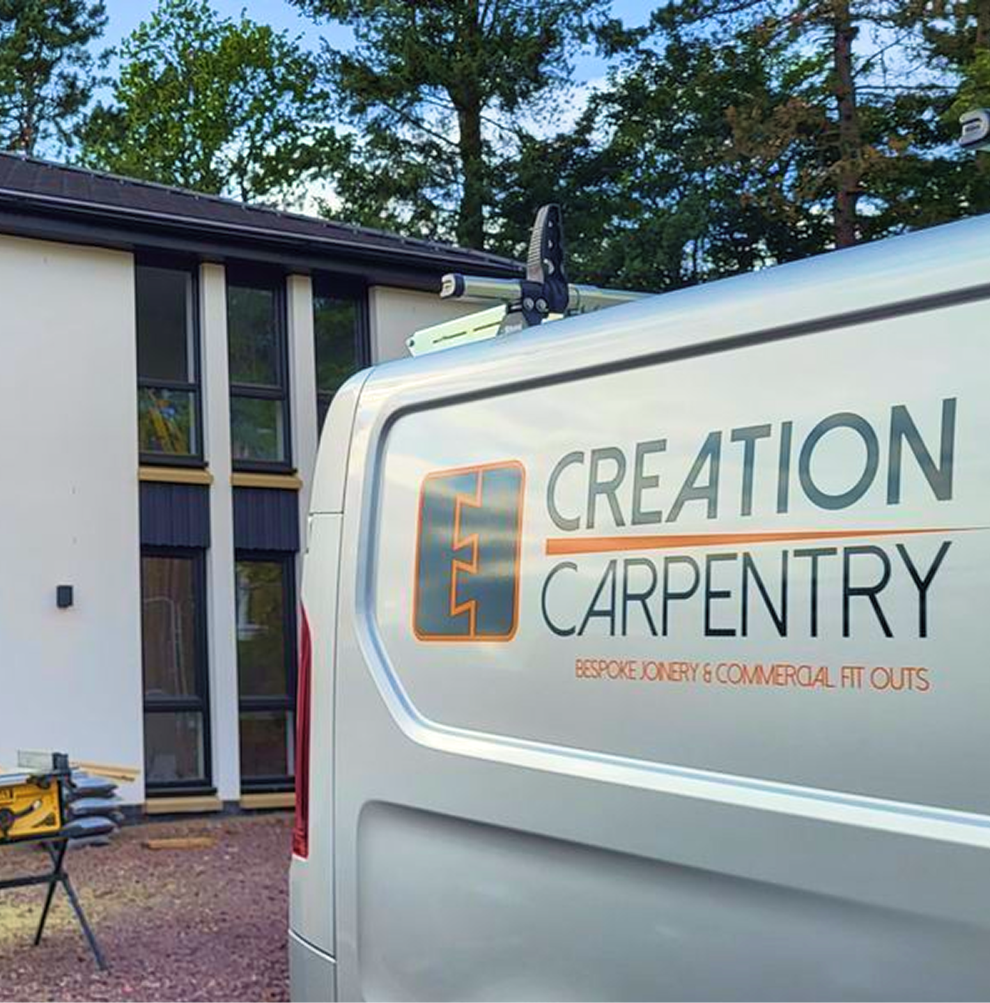 Creation Carpentry van outside a commercial premises